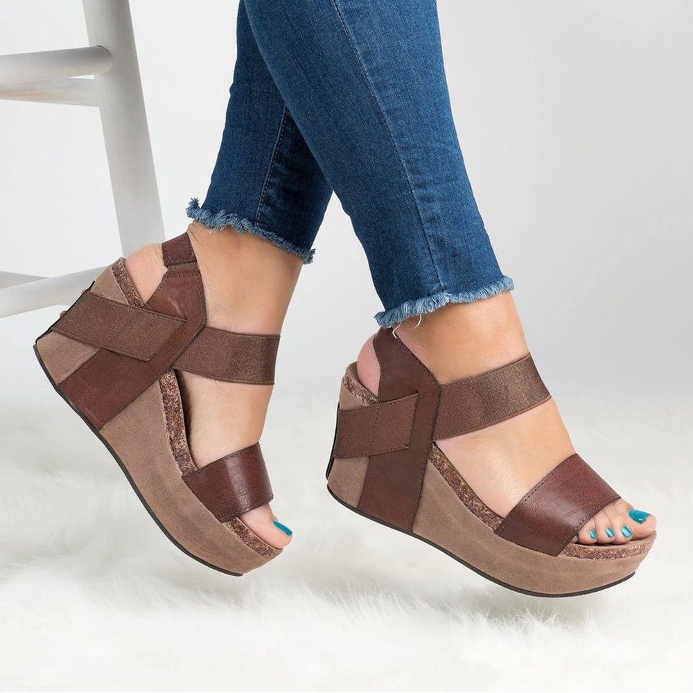 106. Ankle Strap Wedge Sandal NWOT